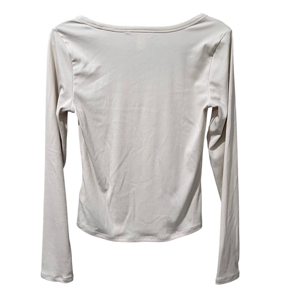 ATHLETA | NWOT Signature Rib Square Neck Long Sleeve Top Small Ivory - Picture 3 of 8